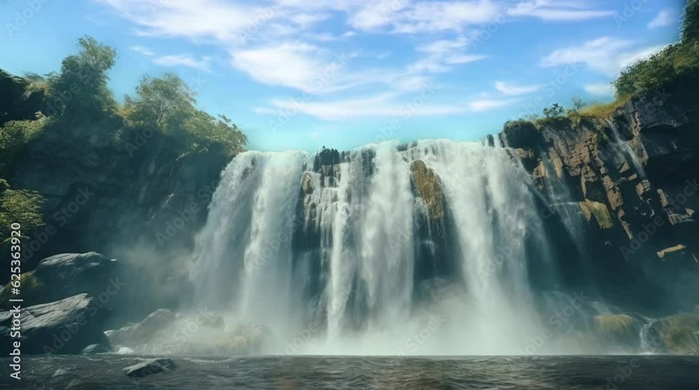 Waterfall with river, mystical, fantasy, fairy tale, magical, daytime, generative AI Waterfall with river, mystical, fantasy, fairy tale, magical, daytime, generative AI
