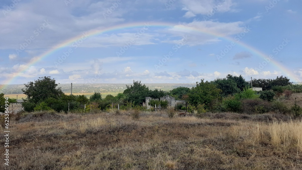 rainbow over the field