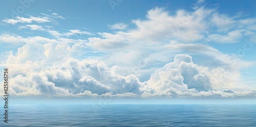 Blue sky and clouds background. Generative AI