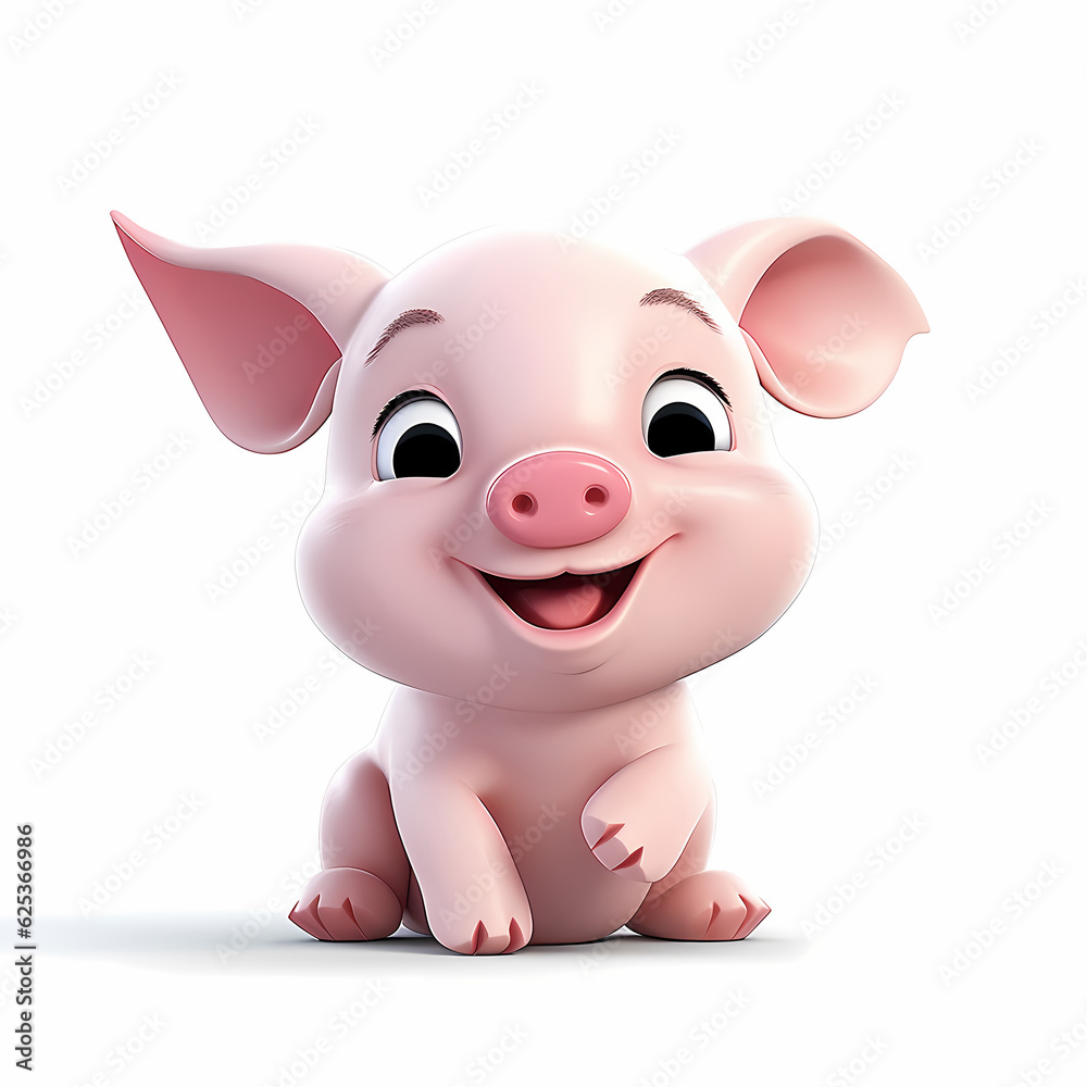 Pig with Smile isolated white