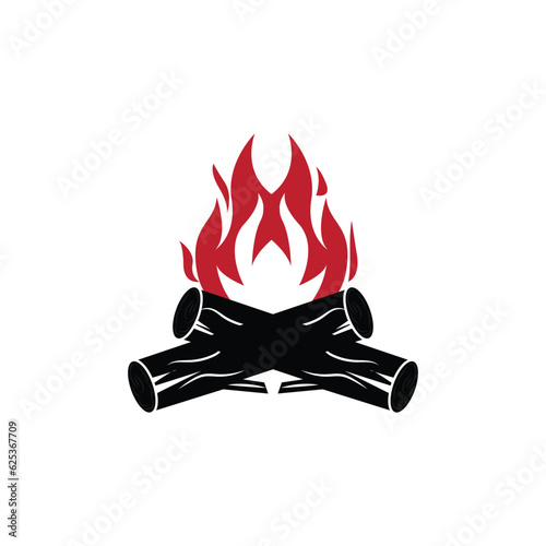 Bonfire Logo, Wood Burning And Fire Design, Camping Adventure Vintage