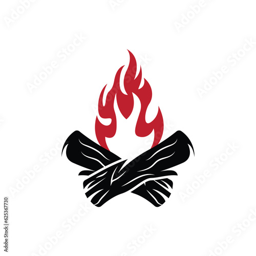 Bonfire Logo, Wood Burning And Fire Design, Camping Adventure Vintage