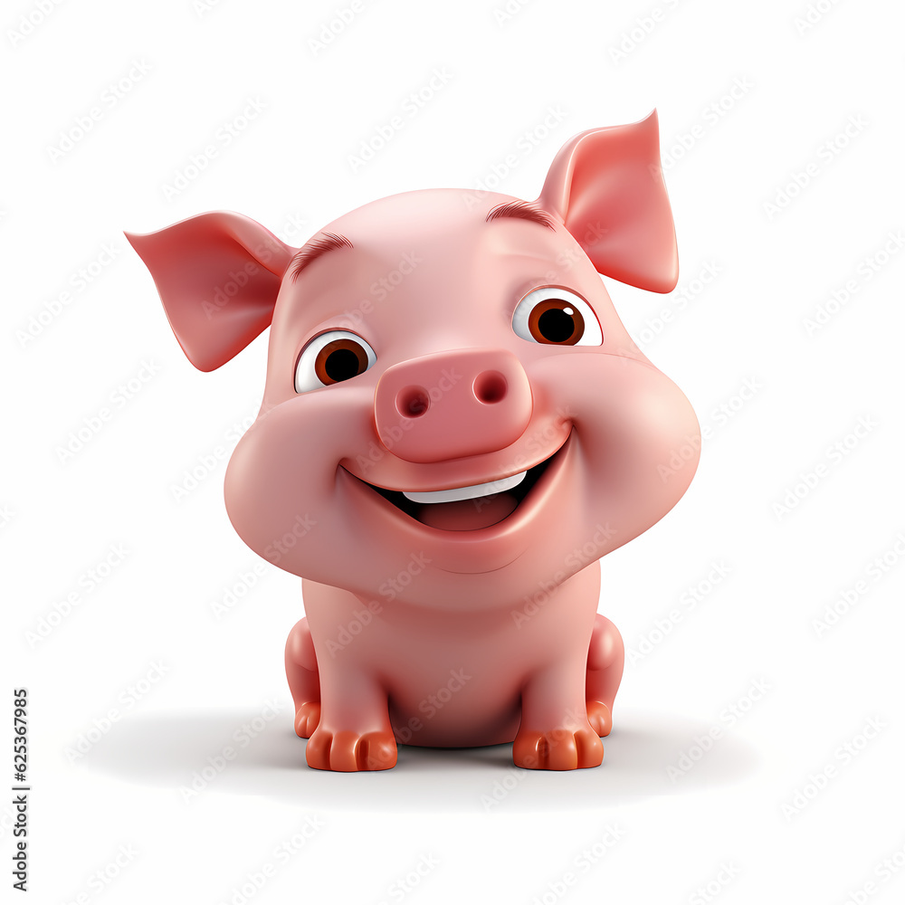 Pig with Smile isolated white background