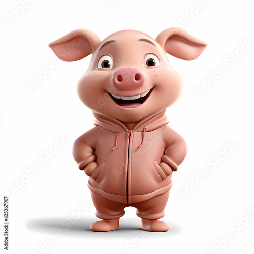 Pig with Smile isolated white background