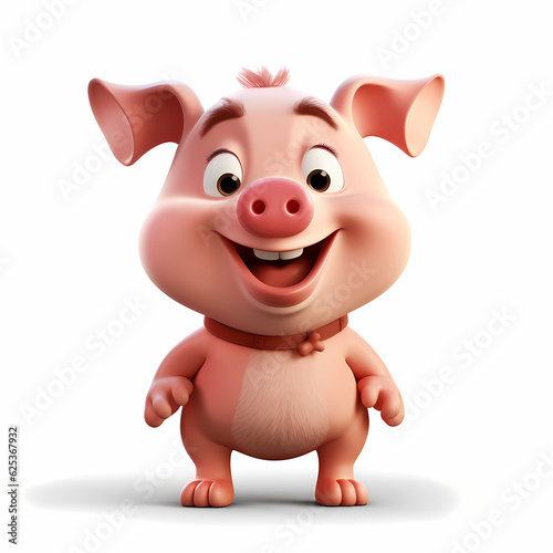 Pig with Smile isolated white background