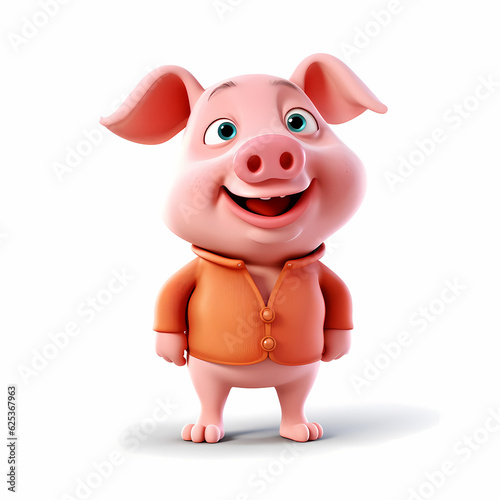 Pig with Smile isolated white background