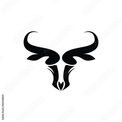 Bull Logo Design, Bull Head Vector, Simple Vintage Buffalo And Cow Long Horn