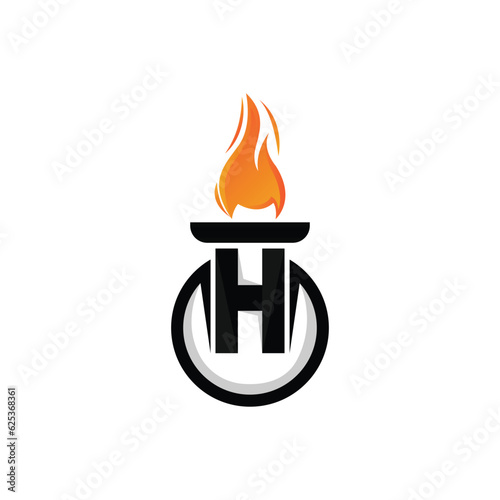 Torch Logo, Fire Design, Letter Logo, Product Brand Icon