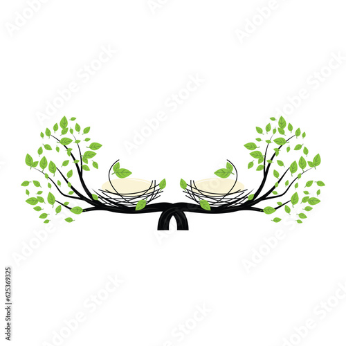 Bird's Nest Logo, Vector Design Illustration Template
