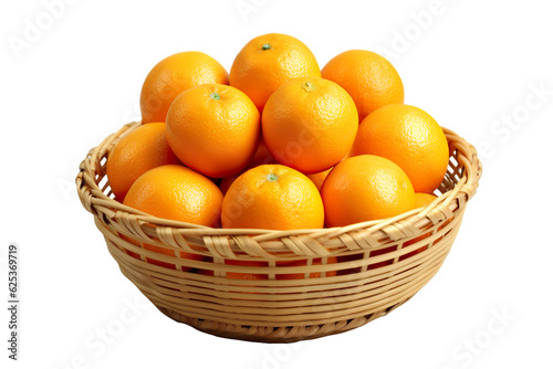 a realistic portrait of oranges in a basket isolated PNG