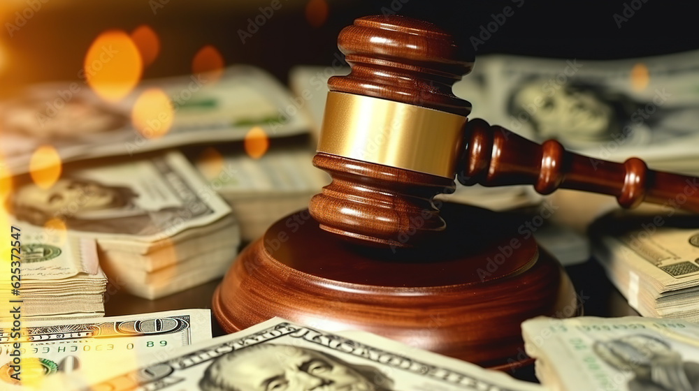 The Currency of Justice, Gavel and Money Symbolize Legal Power and Wealth The Currency of Justice, Gavel and Money Symbolize Legal Power and Wealth