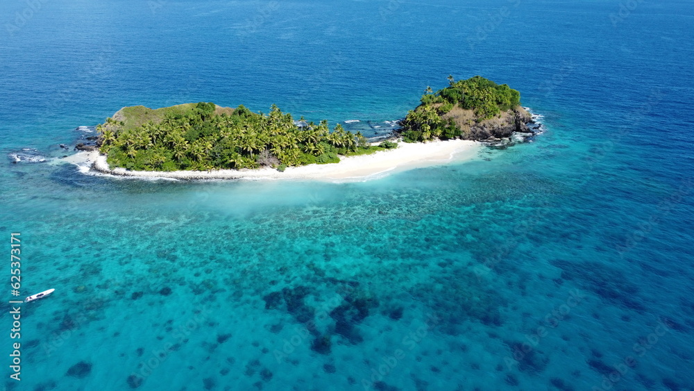 Fiji tropical island paradise drone shot