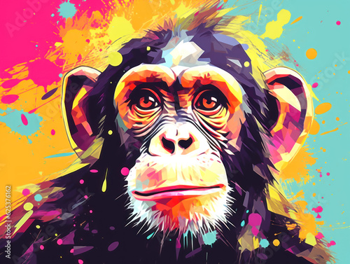 Cheeky Chimp A Funny and Expressive Pop Art Illustration of a Monkeys Face AI Generated
