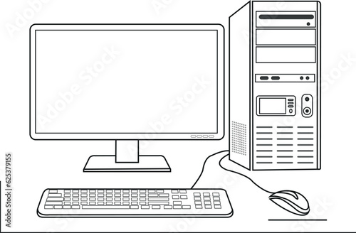 Sketchy desktop with a computer.