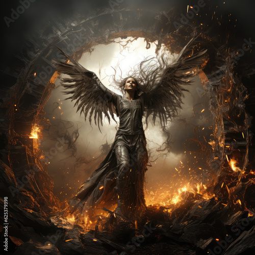 angel falling down from heaven to hell, fallen angel, wallpaper background image photo