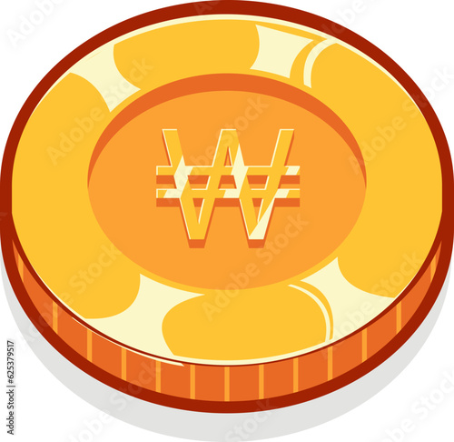 Korean won gold currency coin