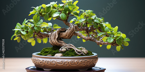 bonsai oak tree in small pot  photo