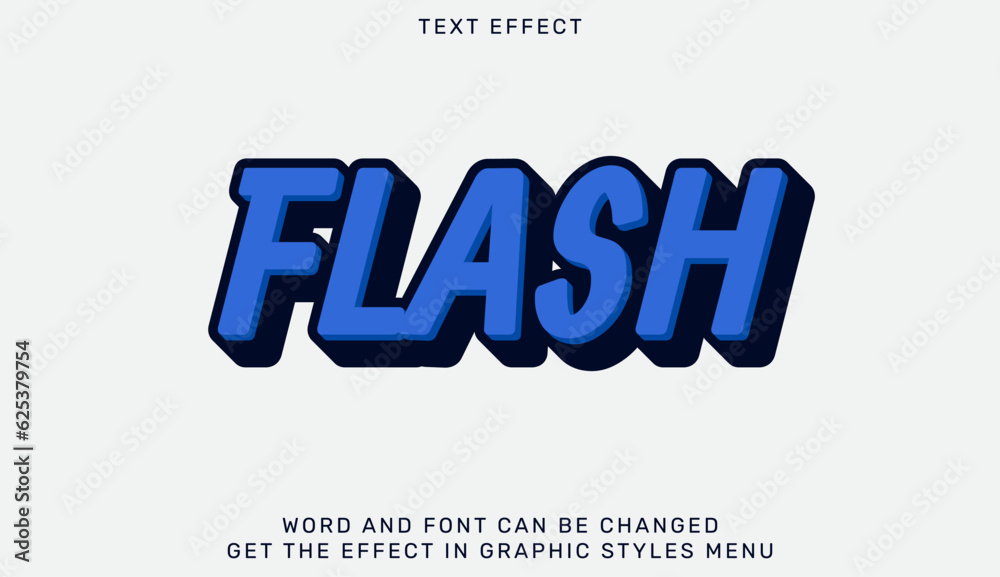 Flash text effect template in 3d style. Text effect for advertising, branding, business logo