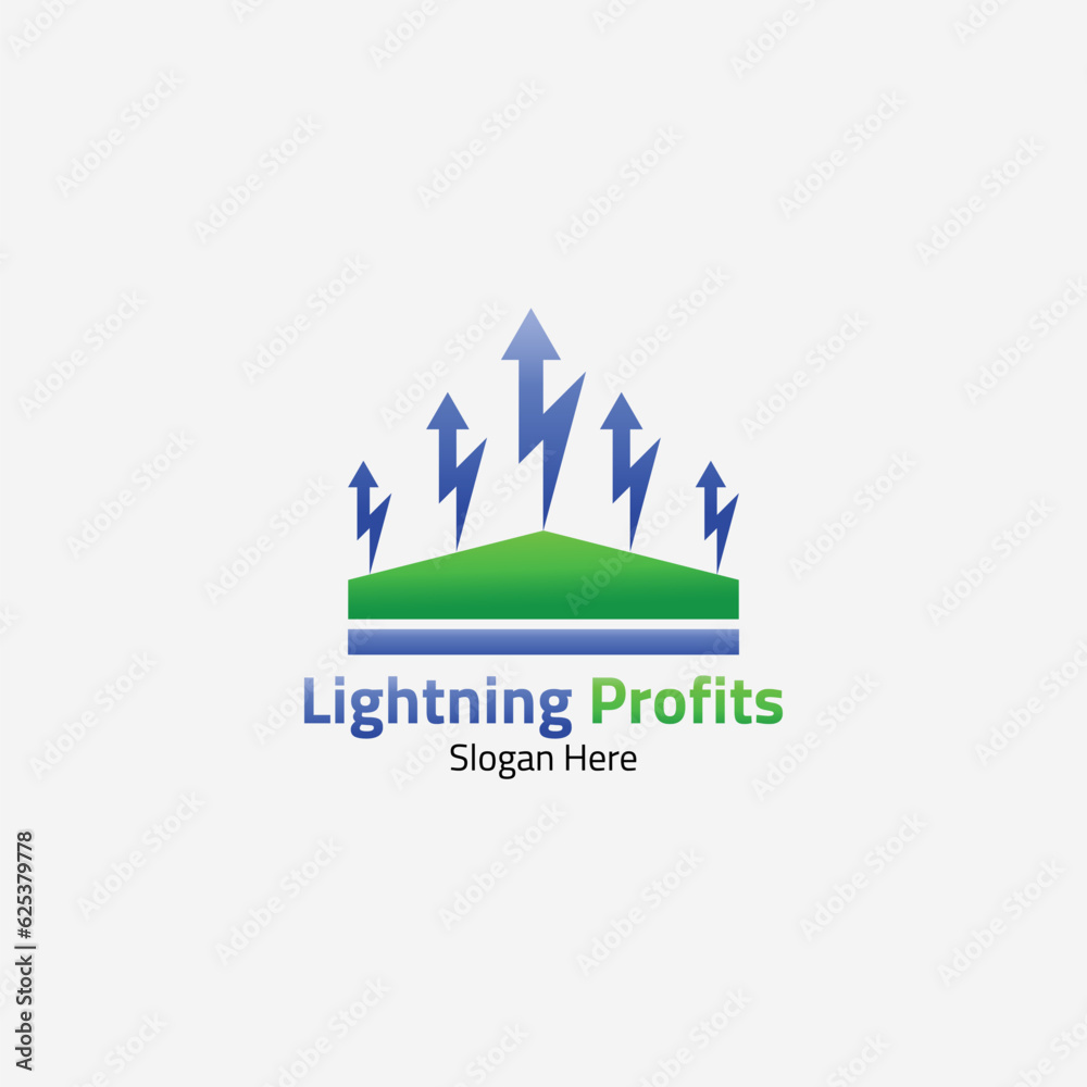 Lightning combined logo with up arrow. Suitable for companies engaged in the profit business.