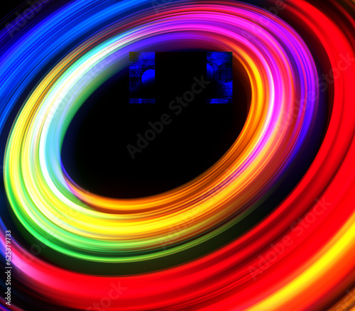 Abstract colorful light streak ellipse background. 3D rendered