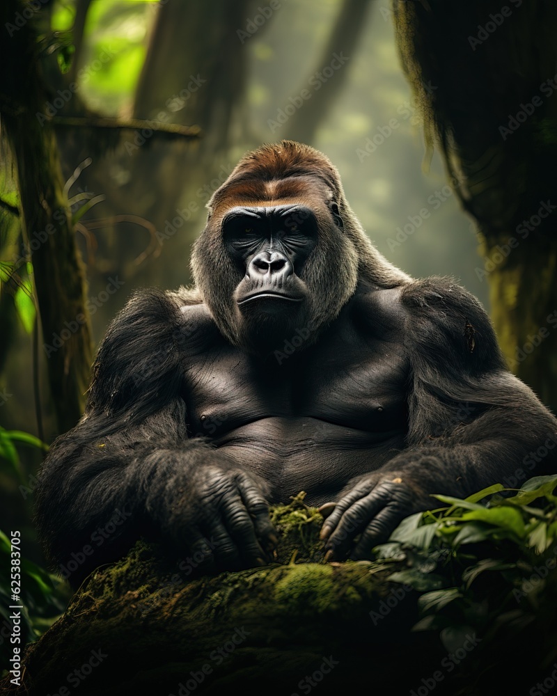 Fototapeta premium Wildlife photography of a Gorilla in the forest