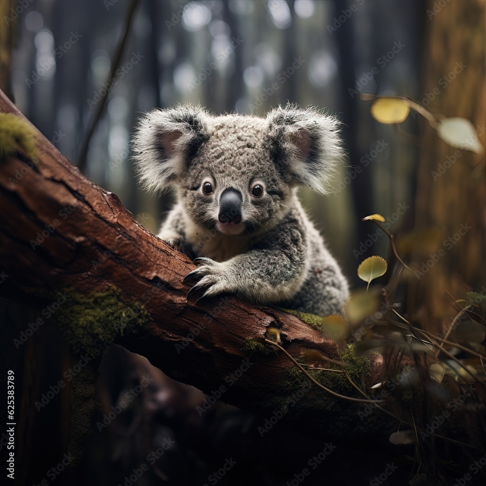 Obraz premium Wildlife photography of a koala bear on a branch tree