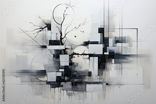 Embrace minimalism and simplicity, using clean lines and sparse elements to convey a sense of calm and clarity in the abstract composition