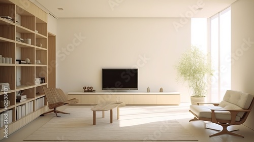 Modern luxury spacious penthouse living room interior design with comfortable sofa, coffee table