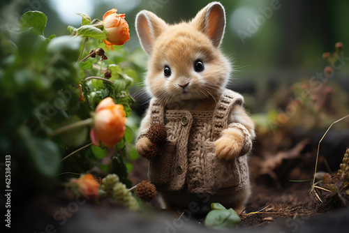 cute adorable crocheted baby rabbit bunny, wallpaper background image photo