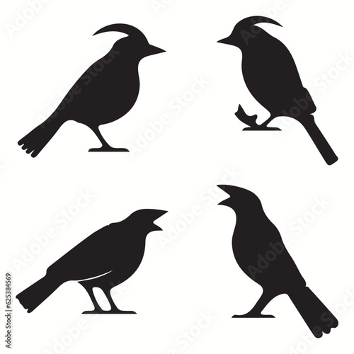 Balinese silhouettes and icons. Black flat color simple elegant Balinese animal vector and illustration. Silhouettes of birds. © Charlie