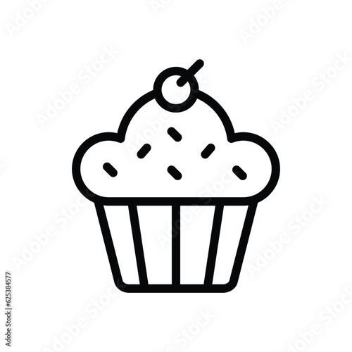 Cupcake, muffin - Thin line icon - Food Icon - EDITABLE STROKE - EPS Vector