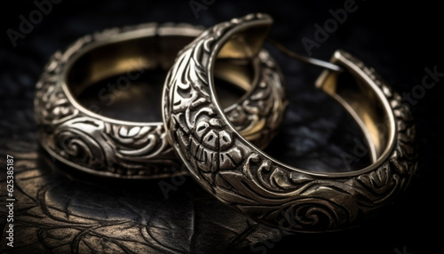 Shiny metal jewelry, elegant gold bracelet, antique souvenir generated by AI