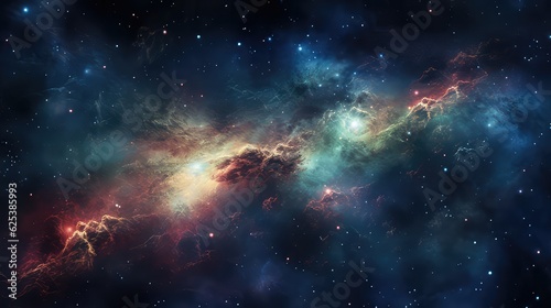 Beautiful view of galaxy sky  space illustration  abstract wallpaper  background  generative ai