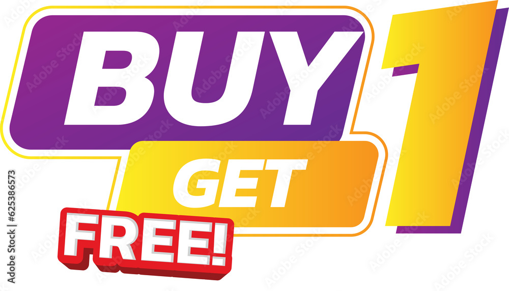 Buy one get one free sale tag banner.Buy 1 Get 1 Free label.