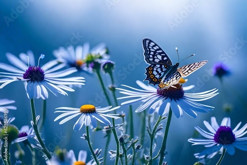 Multicolor butterfly on a flower generated by AI tool © Muhammad