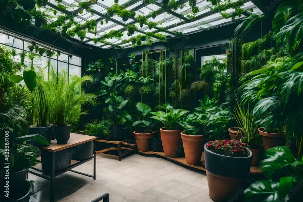 beautiful green indoor plants generated by AI tool