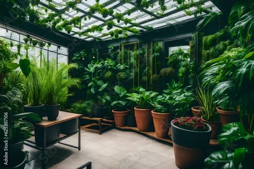 beautiful green indoor plants generated by AI tool