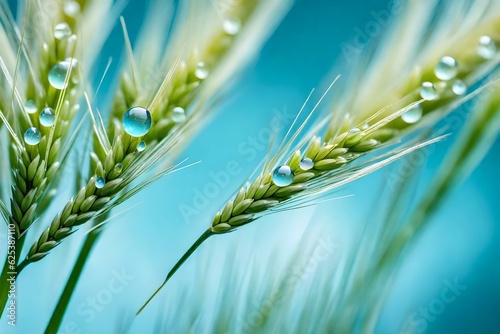 Drops of morning dew on wheat field generated by AI tool