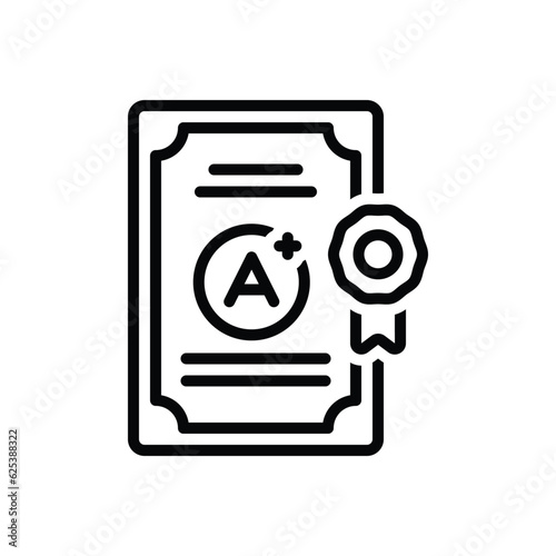 Black line icon for qualified 