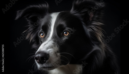Portrait of cute purebred dog, a border collie, looking alert generated by AI