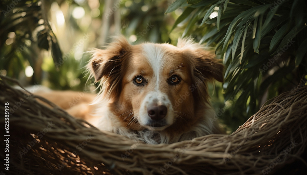 Cute purebred dog sitting in grass, looking at camera outdoors generated by AI Cute purebred dog sitting in grass, looking at camera outdoors generated by AI
