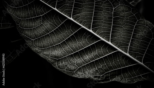 Organic beauty in nature leaf vein symmetry on black backdrop generated by AI