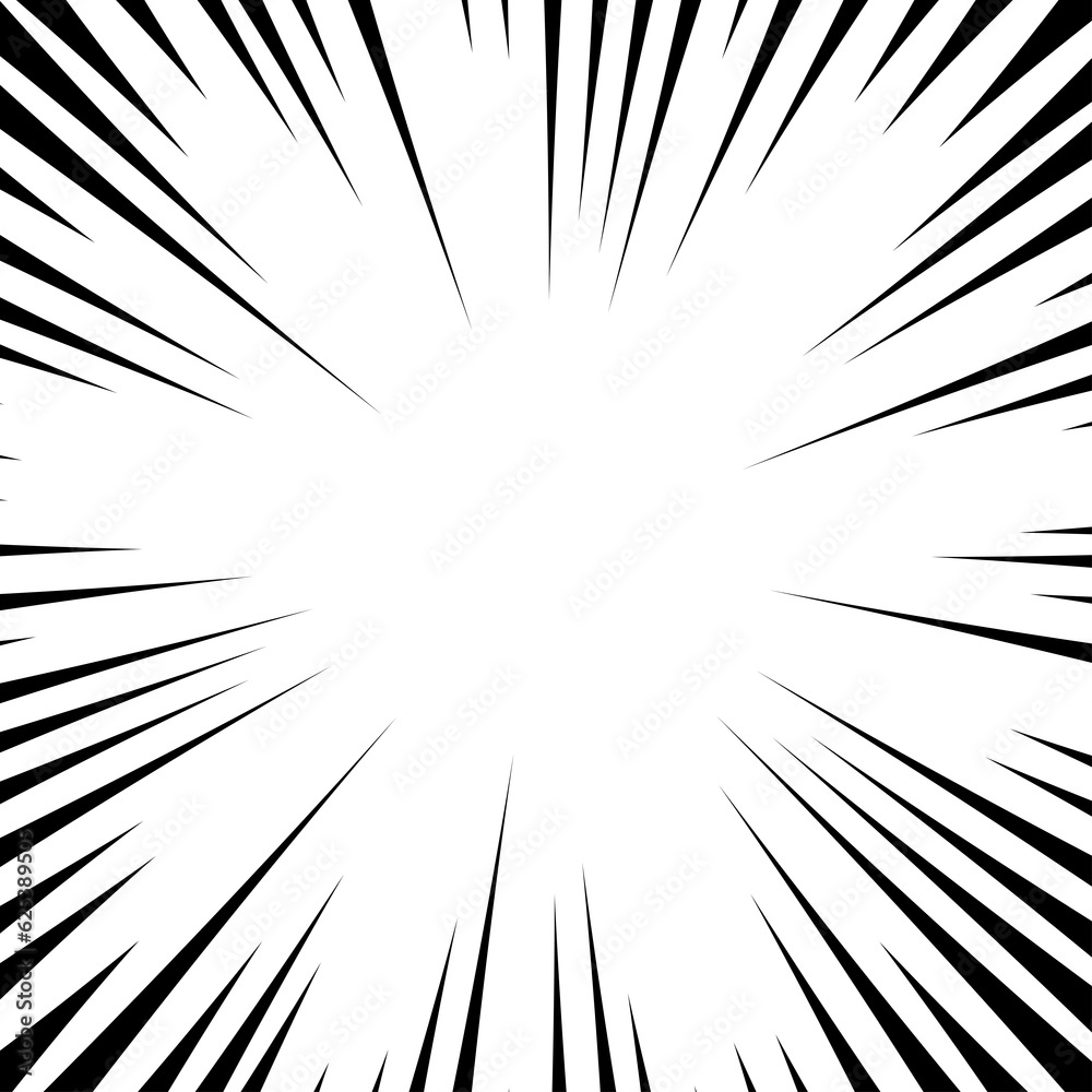 Comic book white and black radial lines background. Superhero action, explosion background, manga speed frame illustration Comic book white and black radial lines background. Superhero action, explosion background, manga speed frame illustration