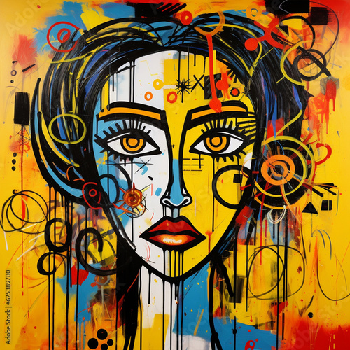wall graffiti street art doodle. grunge graffiti colorful woman