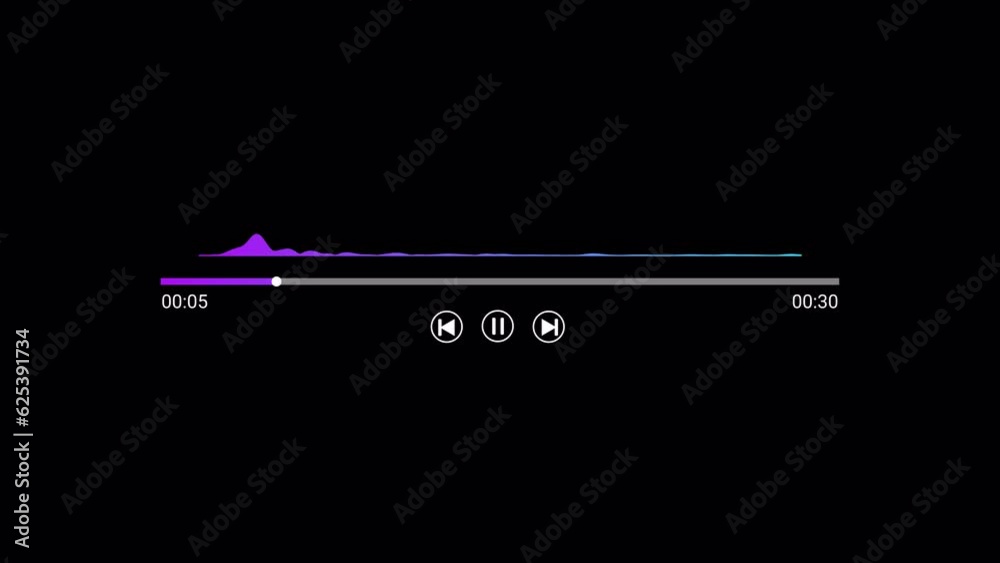 Music player scroll bar button with audio reactor, Music timeline or video track player, Timeline bar moving as song media playing, Audio music timeline bar moving with track