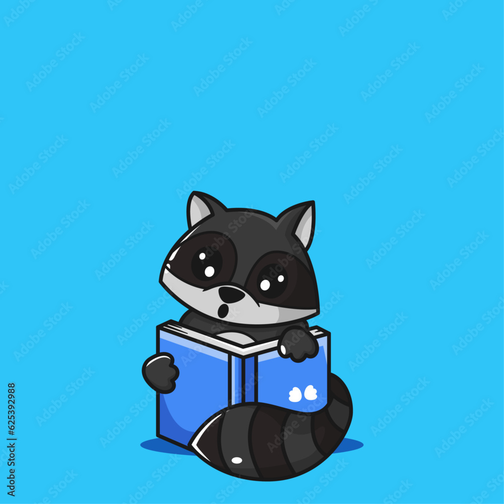 raccoon reading a book