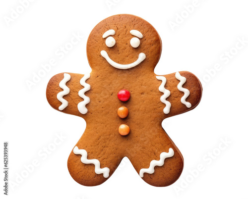 Foto Traditional Christmas cookie - gingerbread man, isolated on transparent backgrou