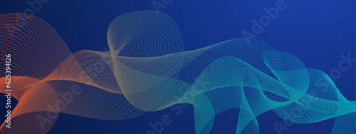 Illustration vector abstract wave motion pattern and dynamic mesh line on dark blue background. Modern futuristic design for background or wallpaper. Digital cyberspace, high tech, technology concept