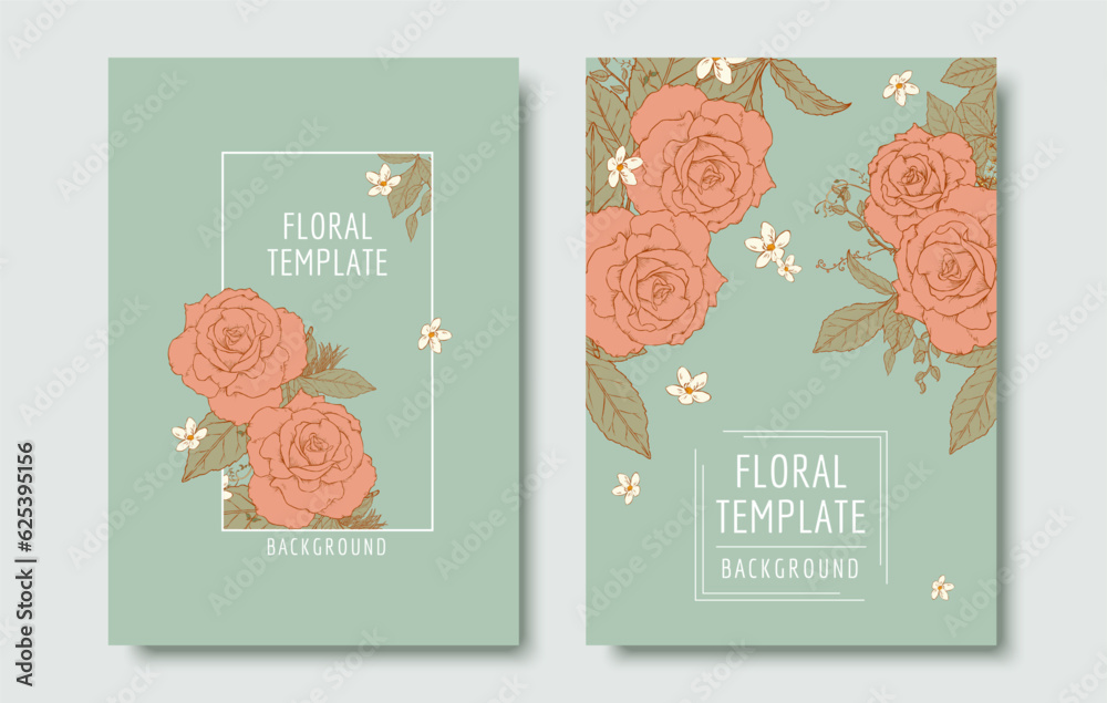 Vintage style rose printable set Stock Vector | Adobe Stock