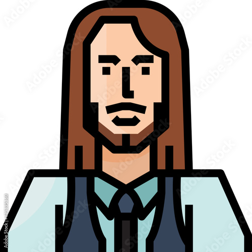 Caucasian man. Filled outline icon design